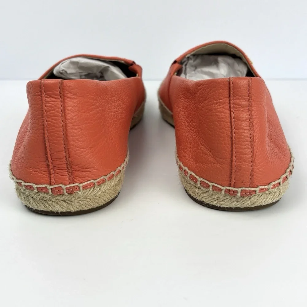 Michael Kors Kendrick Espadrille Flats Shoes Spiced Coral Leather Women's 9.5M